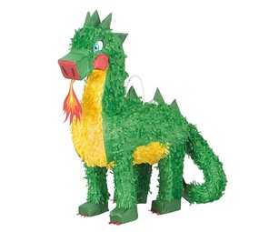 Boland Pinata 3D draak staand groen met geel Boland Pinata 3D draak staand groen met geel