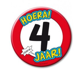 Button XL 4 jaar Verkeersbord Button XL 4 jaar Verkeersbord