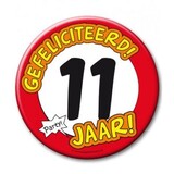 Button XL 11 jaar Verkeersbord Button XL 11 jaar Verkeersbord