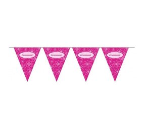 Flags line Communion pink with flowers Flags line Communion pink with flowers