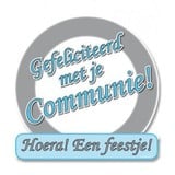 Huldeschild Gefeliciteerd met je Communie! grijs-blauw 50cm Huldeschild Gefeliciteerd met je Communie! grijs-blauw 50cm