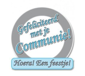 Huldeschild Gefeliciteerd met je Communie! grijs-blauw 50cm