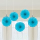Amscan Mini waaiers caribbean blauw | 5 stuks Amscan Mini waaiers caribbean blauw | 5 stuks