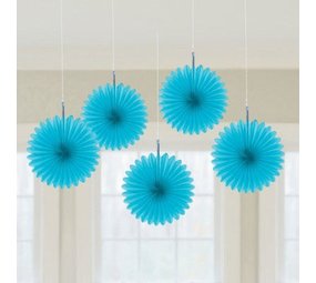 Amscan Mini waaiers caribbean blauw | 5 stuks Amscan Mini waaiers caribbean blauw | 5 stuks