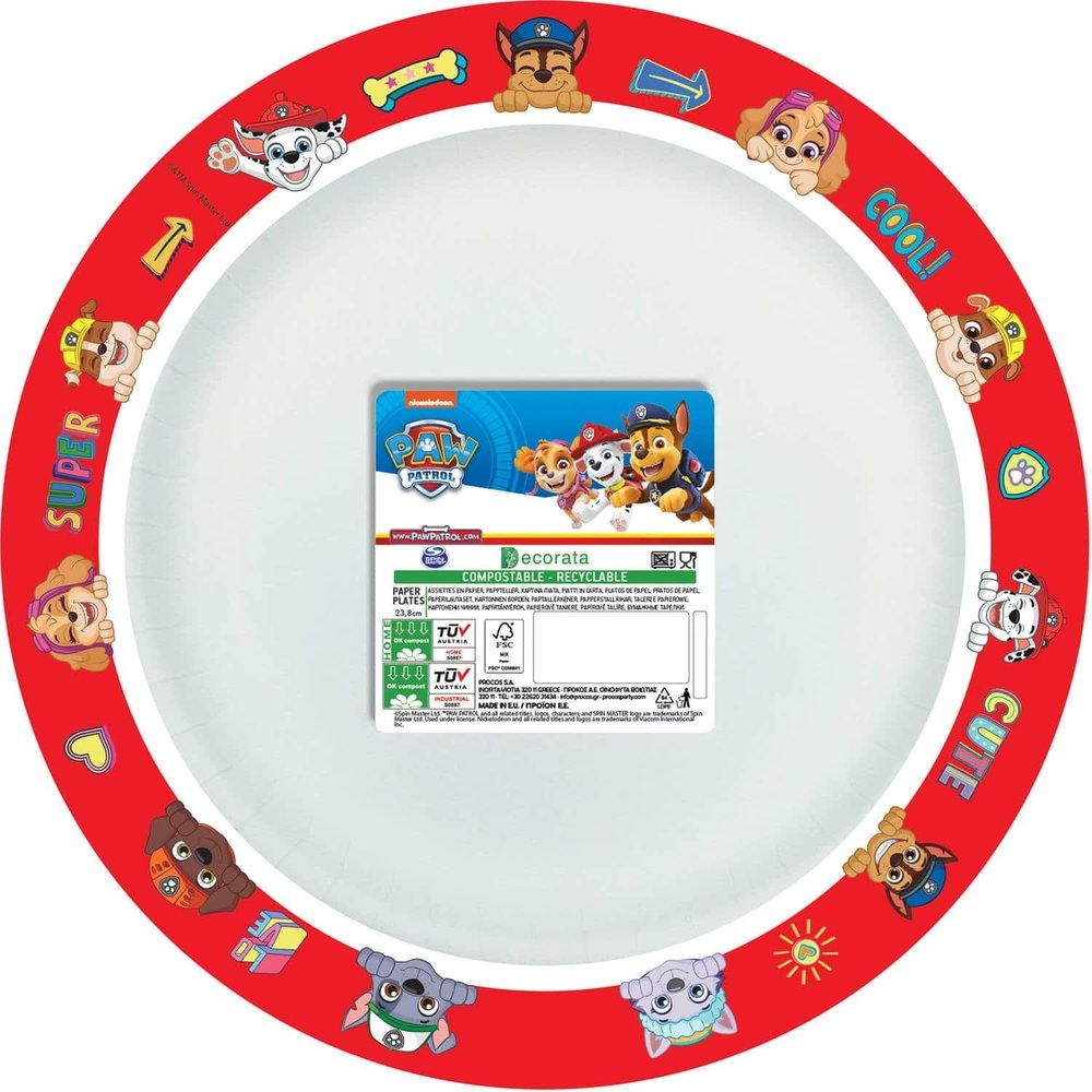 Paw Patrol Borden papier 23cm | 8 stuks Paw Patrol Borden papier 23cm | 8 stuks