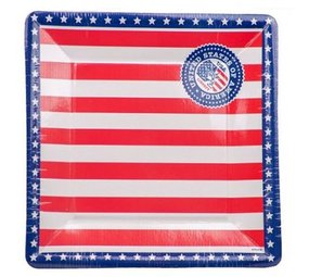 Bord USA Party vierkant 25cm | 8 stuks Bord USA Party vierkant 25cm | 8 stuks