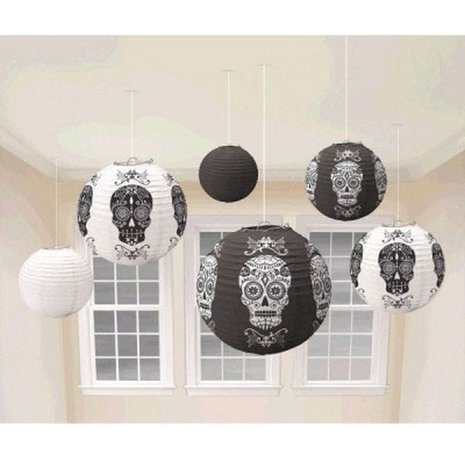 Lampion Set Skulls Noir et Blanc 6 pièces Lampion Set Skulls Noir et Blanc 6 pièces