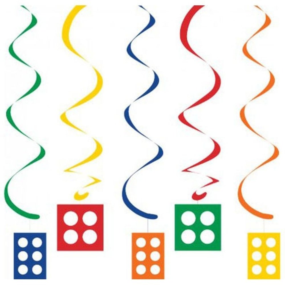 Creative Converting Lego Hanging Decoration Swirls 76-99cm | 5 pieces Creative Converting Lego Hanging Decoration Swirls 76-99cm | 5 pieces
