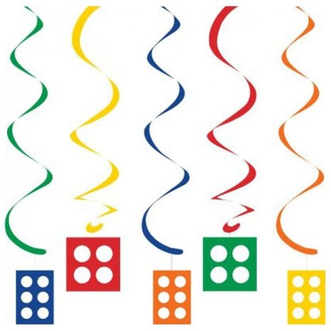 Creative Converting Lego Hangdecoratie Swirls 76-99cm | 5 stuks Creative Converting Lego Hangdecoratie Swirls 76-99cm | 5 stuks