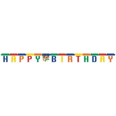 Creative Converting Lego Block Party Letterslinger Happy Birthday 16x213cm | per stuk Creative Converting Lego Block Party Letterslinger Happy Birthday 16x213cm | per stuk