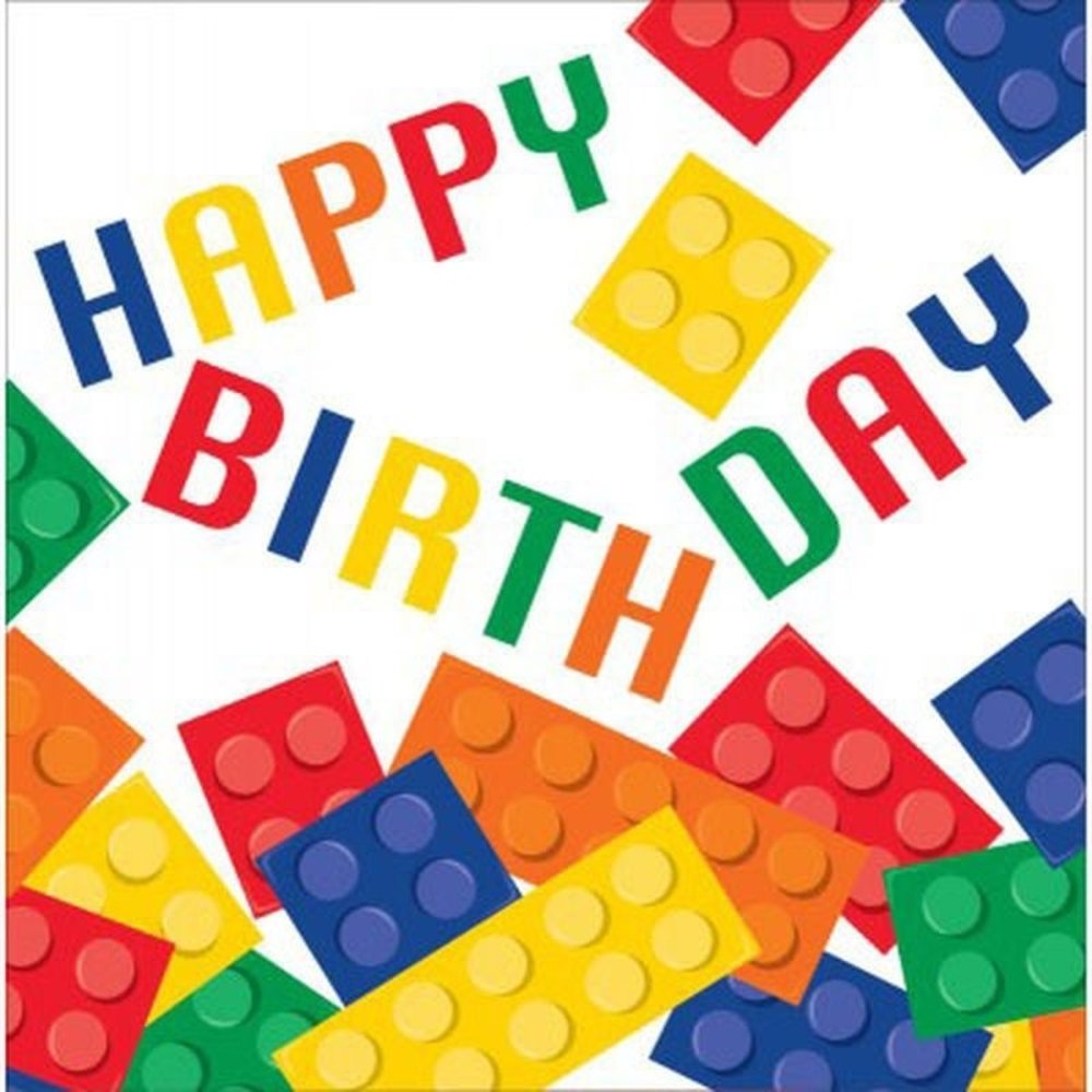 Creative Converting Serviettes Lego Block Party Happy Birthday 33x33cm | 16 pièces Creative Converting Serviettes Lego Block Party Happy Birthday 33x33cm | 16 pièces