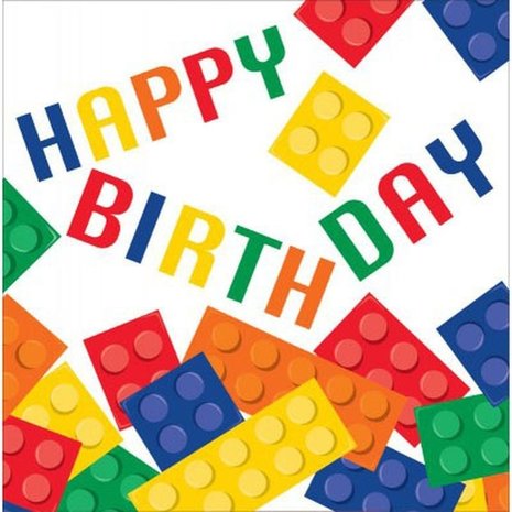 Creative Converting Lego Block Party Happy Birthday Servetten 33x33cm | 16 stuks Creative Converting Lego Block Party Happy Birthday Servetten 33x33cm | 16 stuks