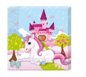 Procos Party Einhorn-Schloss-Servietten 33x33cm | 20 Teile