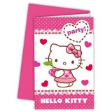 Uitnodiging Hello Kitty hartje 6 stuks Uitnodiging Hello Kitty hartje 6 stuks