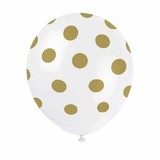 Unique Party Ballons blancs à pois dorés 6 morceaux