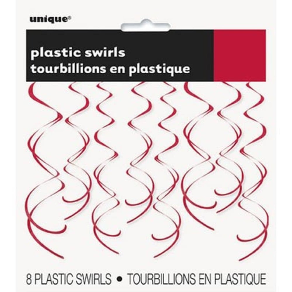 Decoratie Unique swirl rood 65 cm | 8 stuks