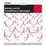 Decoratie Unique swirl rood 65 cm | 8 stuks