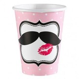 Beker Moustache - Snor roze | 8 stuks