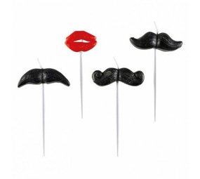 Kaarsjes Moustache | Snor roze 4 stuks Kaarsjes Moustache | Snor roze 4 stuks