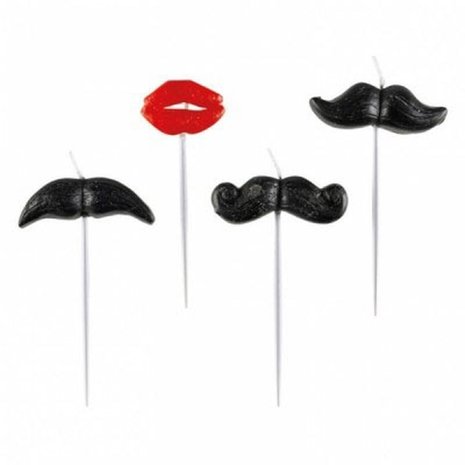 Bougies moustache | Moustache rose 4 pièces Bougies moustache | Moustache rose 4 pièces