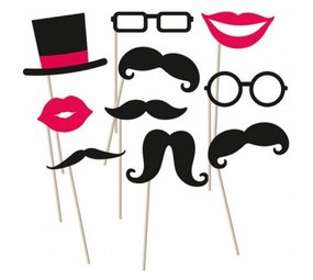 Photo Booth props Kit Mustache - Snor Pink Photo Booth props Kit Mustache - Snor Pink