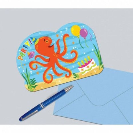 Invitation Océan Buddies 8 pièces