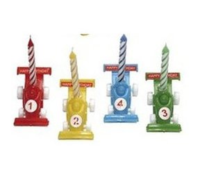 Candle set 4 holders racing car 6 candles