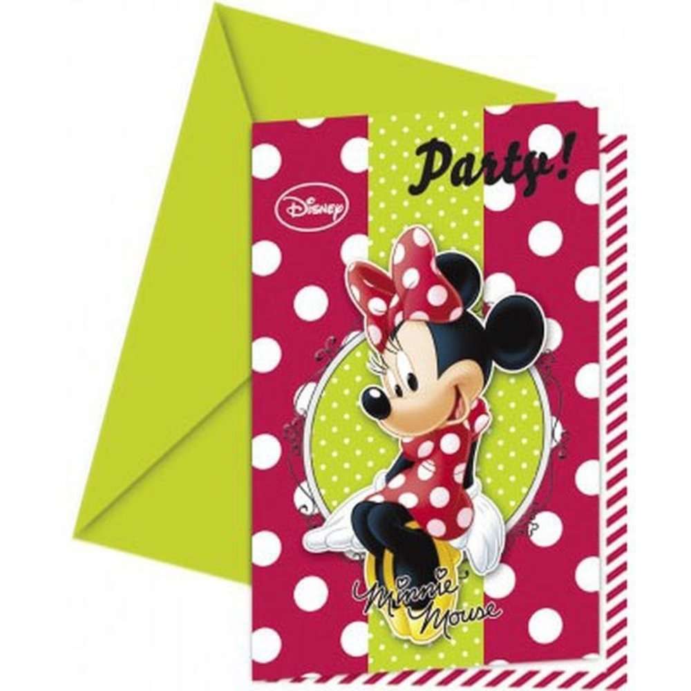 Einladung Minnie Mouse Witte Punkte 6 Stücke