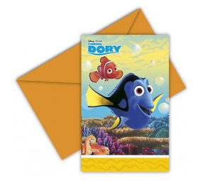 Uitnodiging finding Dory 6 stuks Uitnodiging finding Dory 6 stuks