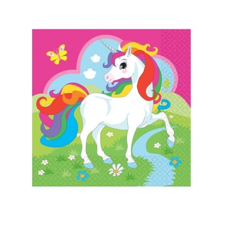 Amscan Serviettes arc-en-ciel licorne 33x33cm | 20 morceaux