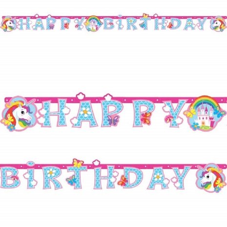 Amscan Unicorn Rainbow Letter Garland Happy Birthday 180x15cm | per Unit