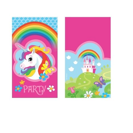 Amscan Einhorn-Regenbogen-Einladung 8x14cm | 8 Stück