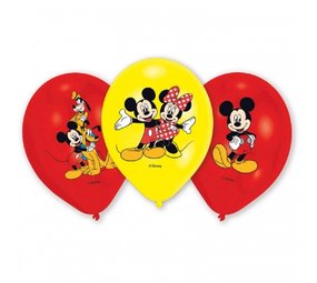 Ballon Mickey Mouse 4 kleuren print 6 stuks Ballon Mickey Mouse 4 kleuren print 6 stuks