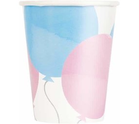 Unique Party Bekers Gender Reveal Balloons 250ml | 8 stuks Unique Party Bekers Gender Reveal Balloons 250ml | 8 stuks
