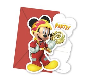 Uitnodiging Mickey Mouse Roadster Racers 6 stuks