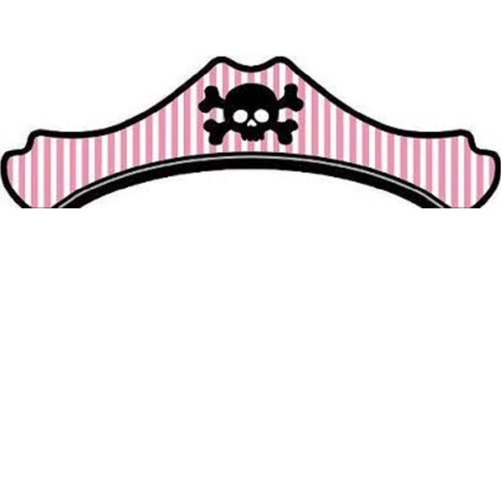 Papieren steek Pirate roze gestreept 8 stuks