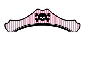 Papieren steek Pirate roze gestreept 8 stuks Papieren steek Pirate roze gestreept 8 stuks