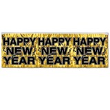 Banner Happy New Year Gold 36x120cm Banner Happy New Year Gold 36x120cm
