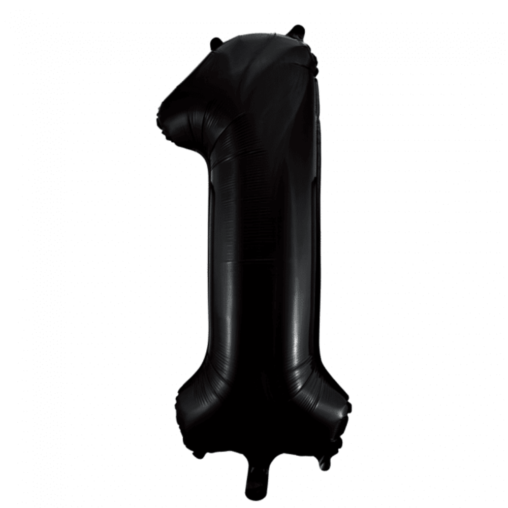 Globos Nordic Zwarte folie ballon cijfer 1 leeg | 86cm