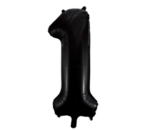 Globos Nordic Schwarz Folie Ballon Nummer 1 | 86 cm