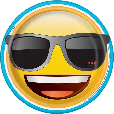 Emoji -Teller mit Sonnenbrille 23 cm | 8 Stücke Emoji -Teller mit Sonnenbrille 23 cm | 8 Stücke