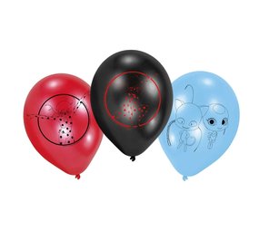 Ballon Miraculous rood-zwart-blauw | 6 stuks Ballon Miraculous rood-zwart-blauw | 6 stuks