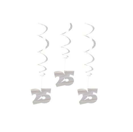 Decoration swirl 25 years silver married 3 pieces