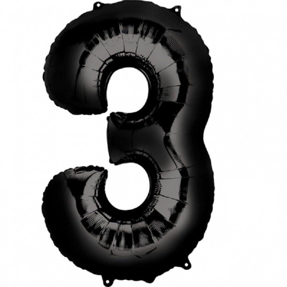 Globos Nordic Black foil balloon number 3 | 86cm