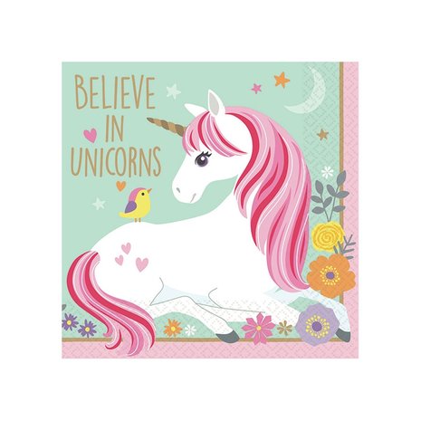 Amscan Serviettes Licorne Magique 25x25cm | 16 pièces