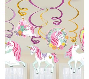 Amscan Décoration suspendue licorne magique 60 cm | 12 pièces Amscan Décoration suspendue licorne magique 60 cm | 12 pièces