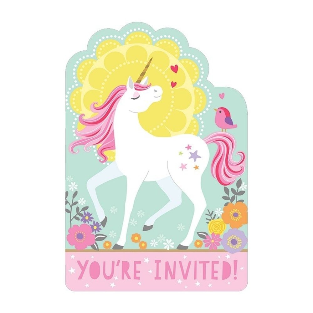 Amscan Invitations magiques de licorne 11x16cm | 8 pièces