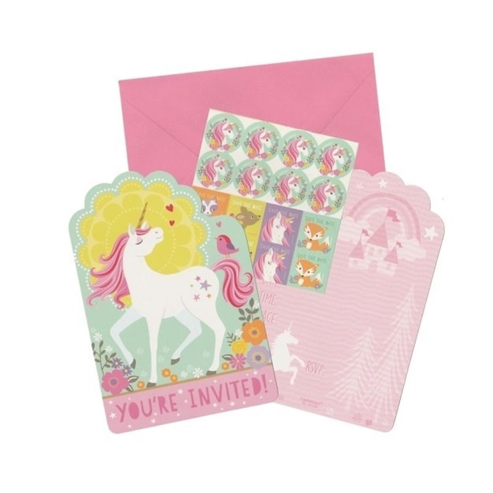 Amscan Magical Unicorn Uitnodigingen 11x16cm | 8 stuks