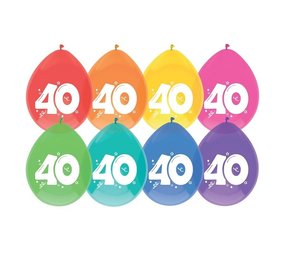 Ballonnen 40 jaar frisse kleuren | 8 stuks