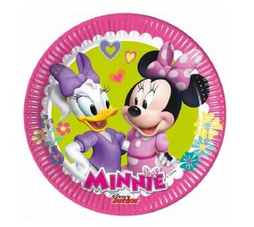 Minnie Mouse  lime - roze borden 18cm | 8 stuks